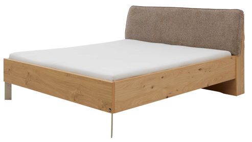 Bettgestell Interliving aus Holz in Holzfarben Interliving Kleiderschrank Serie 1207 - Bettgestell Balkeneiche & taupefarbener Webstoff Caesar - Liegefläche ca. 180 x 200 cm