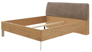 Bettgestell Interliving aus Holz in Holzfarben Interliving Kleiderschrank Serie 1207 - Bettgestell Balkeneiche & taupefarbener Webstoff Caesar - Liegefläche ca. 180 x 200 cm