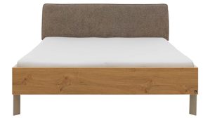 Bettgestell Interliving aus Holz in Holzfarben Interliving Kleiderschrank Serie 1207 - Bettgestell Balkeneiche & taupefarbener Webstoff Caesar - Liegefläche ca. 180 x 200 cm