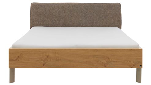 Bettgestell Interliving aus Holz in Holzfarben Interliving Kleiderschrank Serie 1207 - Bettgestell Balkeneiche & taupefarbener Webstoff Caesar - Liegefläche ca. 180 x 200 cm
