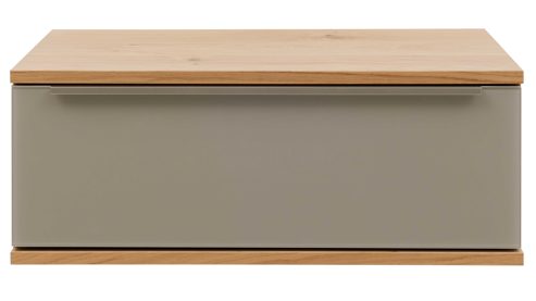 Nachtkommode Interliving aus Holz in Holzfarben Interliving Schlafzimmer Serie 1210 – Hänge-Nachtkonsole Taupe & Balkeneiche - eine Schublade, Breite ca. 60 cm