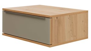 Nachtkommode Interliving aus Holz in Holzfarben Interliving Schlafzimmer Serie 1210 – Hänge-Nachtkonsole 210016 Taupe & Balkeneiche - eine Schublade, Breite ca. 60 cm