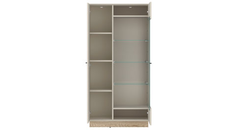 Vitrine Wojcik aus Holz in Beige Vitrine Meolo Cashmere & Cremona Eiche Torro - ca. 75 x 150 cm