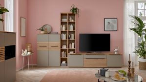 Wohnwand Interliving aus Holz in Grau Interliving Wohnzimmer Serie 2032 - Wohnwand Grau & Risseiche - Länge ca. 315 cm