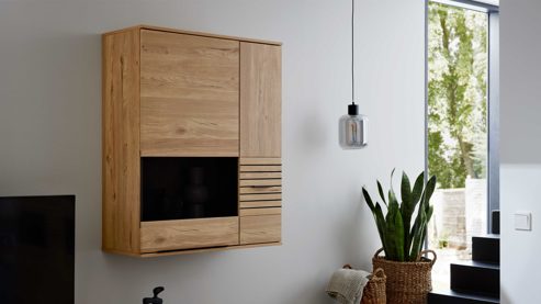 Wohnwand Interliving aus Holz in Holzfarben Interliving Wohnzimmer Serie 2032 - Wohnwand Risseiche - Länge ca. 345 cm