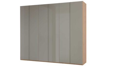 Kleiderschrank Interliving aus Holz in Holzfarben Interliving Schlafzimmer Serie 1210 – Kleiderschrank Taupe & Balkeneiche - sechs Türen, Breite ca. 299 cm