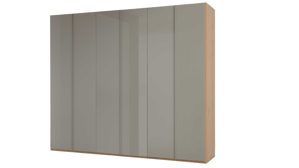 Kleiderschrank Interliving aus Holz in Holzfarben Interliving Schlafzimmer Serie 1210 – Kleiderschrank 98300 Taupe & Balkeneiche - sechs Türen, Breite ca. 299 cm
