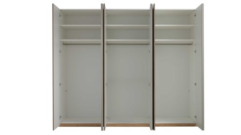 Kleiderschrank Interliving aus Holz in Holzfarben Interliving Schlafzimmer Serie 1210 – Kleiderschrank Taupe & Balkeneiche - sechs Türen, Breite ca. 299 cm