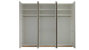 Kleiderschrank Interliving aus Holz in Holzfarben Interliving Schlafzimmer Serie 1210 – Kleiderschrank Taupe & Balkeneiche - sechs Türen, Breite ca. 299 cm
