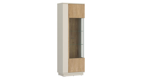Vitrine Wojcik aus Holz in Beige Wohnprogramm Mosano - Vitrine Cashmere & Cremona Eiche Torro - ca. 62 x 190 cm