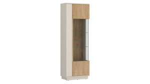 Vitrine Wojcik aus Holz in Beige Wohnprogramm Mosano - Vitrine Cashmere & Cremona Eiche Torro - ca. 62 x 190 cm