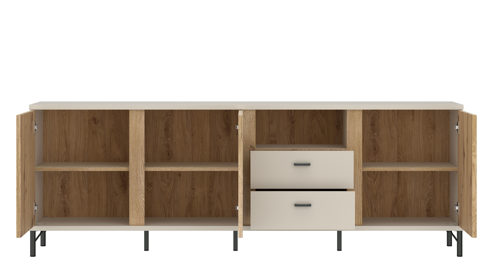 Lowboard Wojcik aus Holz in Beige Wohnprogramm Mosano - TV-Element Cashmere & Cremona Eiche Torro - ca. 200 x 65-70 cm