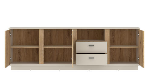 Lowboard Wojcik aus Holz in Beige Wohnprogramm Mosano - TV-Element Cashmere & Cremona Eiche Torro - ca. 200 x 65-70 cm