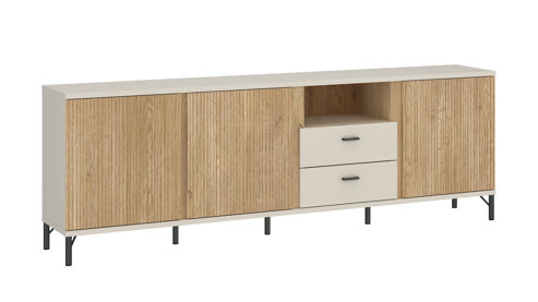 Lowboard Wojcik aus Holz in Beige Wohnprogramm Mosano - TV-Element Cashmere & Cremona Eiche Torro - ca. 200 x 65-70 cm