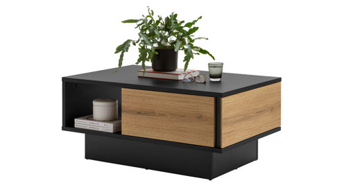 Couchtisch KAWOO aus Holz in Schwarz KAWOO Wohnprogramm Jacky - Couchtisch Schwarz & Coast Evoke Eiche - ca. 100 x 64 cm