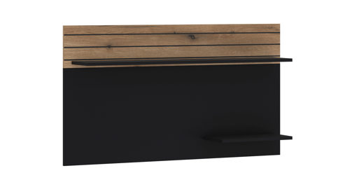 Wandregal KAWOO aus Holz in Schwarz KAWOO Wohnprogramm Jacky - Wandboard Schwarz & Coast Evoke Eiche - ca. 120 x 70 cm