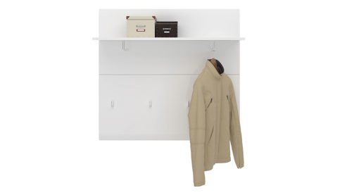 Garderobenpaneel Wojcik aus Holz in Weiß Garderobenprogramm Merano - Garderobenpaneel Hochglanzweiß & Alpinweiß - ca. 96 x 90 cm