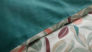 Bettwäsche-Set Interliving aus Stoff in Mehrfarbig Interliving Bettwäsche Serie 9131 floral pastellfarbener & dunkelgrüner Baumwollsatin - ca. 135 x 200 cm