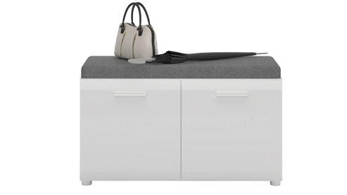 Garderobenbank Wojcik aus Holz in Weiß Garderobenprogramm Merano - Garderobenbank Hochglanzweiß & Alpinweiß - ca. 96 x 56 cm