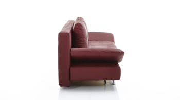 Schlafsofa comfortmaster besser sitzen, liegen, leben aus Leder in Dunkelrot Comfortmaster Schlafsofa Mia weinrotes Leder 10-1056 & verchromte Metallfüße