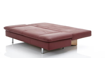 Schlafsofa comfortmaster besser sitzen, liegen, leben aus Leder in Dunkelrot Comfortmaster Schlafsofa Mia weinrotes Leder 10-1056 & verchromte Metallfüße
