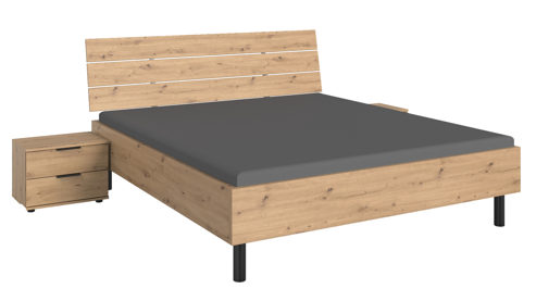 Bettgestell Wimex modern furniture aus Holz in Holzfarben Bettgestellprogramm Easy Beds Black Comfort Artisan Eiche & Schwarz - Liegefläche ca. 180 x 200 cm