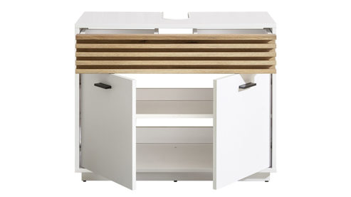 Waschbeckenunterschrank Bega bbk aus Holz in Weiß Waschbeckenunterschrank Weiß & Evoke Eiche – ca. 80 x 64 cm