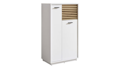 Unterschrank Bega bbk aus Holz in Weiß Badezimmer-Highboard Weiß & Evoke Eiche – ca. 60 x 106 cm