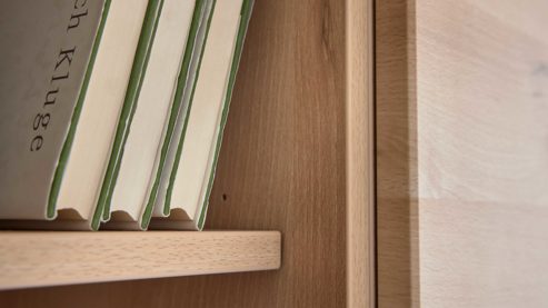 Wohnwand Interliving aus Holz in Holzfarben Hell Interliving Wohnzimmer Serie2110 - Eck-Wohnlösung Naturbuche - Stellfläche ca. 287 x 277 cm