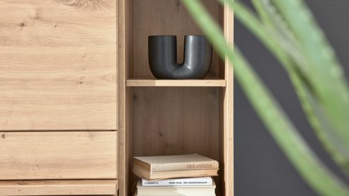 Wohnwand Interliving aus Holz in Holzfarben Interliving Wohnzimmer Serie 2110 - Wohnwand Alteiche - Breite ca. 345 cm