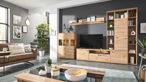 Wohnwand Interliving aus Holz in Holzfarben Interliving Wohnzimmer Serie 2110 - Wohnwand EB34502 Alteiche - Breite ca. 345 cm