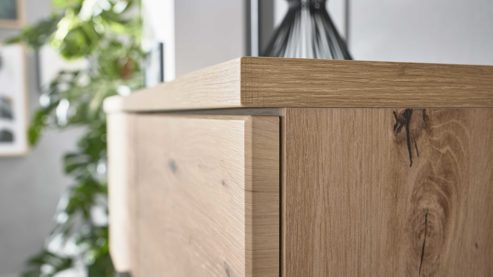 Wohnwand Interliving aus Holz in Holzfarben Interliving Wohnzimmer Serie 2110 - Wohnwand EB34502 Alteiche - Breite ca. 345 cm