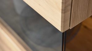 Highboard Interliving aus Holz in Holzfarben Interliving Wohnzimmer Serie 2110 - Highboard Alteiche - zweiteilig, Breite ca. 90 cm