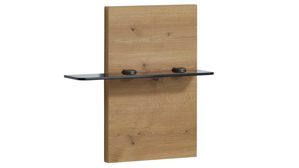 Möbelbeleuchtung Interliving aus Holz in Holzfarben Interliving Schlafzimmer Serie 1034 – Bettgestell mit Nachtkonsolen und Beleuchtung champagnerfarbenes Glas & Eiche Bianco - Liegefläche ca. 180 x 200 cm