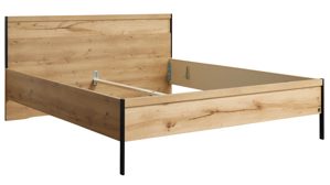 Möbelbeleuchtung Interliving aus Holz in Holzfarben Interliving Schlafzimmer Serie 1034 – Bettgestell mit Nachtkonsolen und Beleuchtung champagnerfarbenes Glas & Eiche Bianco - Liegefläche ca. 180 x 200 cm