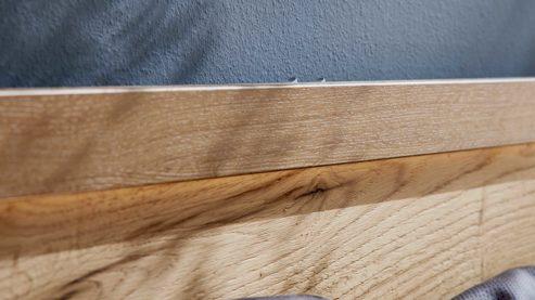 Möbelbeleuchtung Interliving aus Holz in Holzfarben Interliving Schlafzimmer Serie 1034 – Bettgestell mit Nachtkonsolen und Beleuchtung champagnerfarbenes Glas & Eiche Bianco - Liegefläche ca. 180 x 200 cm