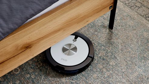 Bettgestell Interliving aus Holz in Holzfarben Interliving Schlafzimmer Serie 1034 – Bettgestell mit Konsolen Eiche Bianco & champagnerfarbenes Glas - Liegefläche ca. 180 x 200 cm