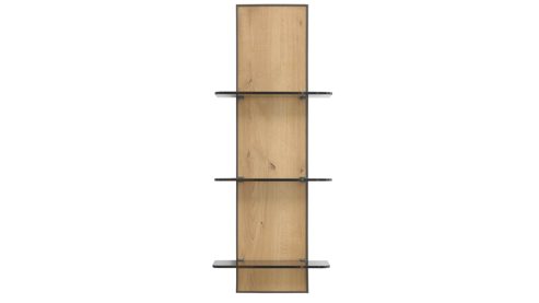 Wandregal Interliving aus Holz in Hellgrau Interliving Schlafzimmer Serie 1027 – Komplettzimmer mit Paneelen & Passepartout Eiche bianco & Champagner - Liegefläche ca. 180 x 200 cm