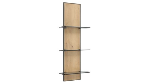 Wandregal Interliving aus Holz in Hellgrau Interliving Schlafzimmer Serie 1027 – Komplettzimmer mit Paneelen & Passepartout Eiche bianco & Champagner - Liegefläche ca. 180 x 200 cm