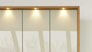 Möbelbeleuchtung Interliving aus Holz in Hellgrau Interliving Schlafzimmer Serie 1026 – Komplettzimmer mit Beleuchtung Champagner & Eiche bianco - Liegefläche ca. 180 x 200 cm