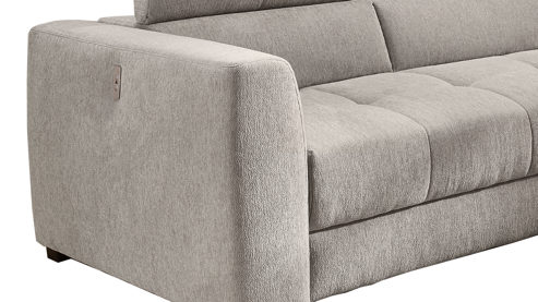 Ecksofa Job aus Stoff in Hellgrau Funktions-Ecksofa List mit Schlaffunktion hellgrauer Chenillebezug 444-19 & Schwarz – Stellfläche ca. 300 x 196 cm