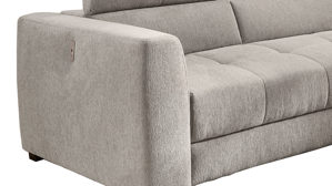 Ecksofa Job aus Stoff in Hellgrau Funktions-Ecksofa List mit Schlaffunktion hellgrauer Chenillebezug 444-19 & Schwarz – Stellfläche ca. 300 x 196 cm