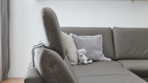 Kopfstütze modulmaster aus Leder in Grau Modulmaster MM-PN1184 - Comfort-Kopfstütze steingraues Leder Vivre - ca. 44 x 32 cm