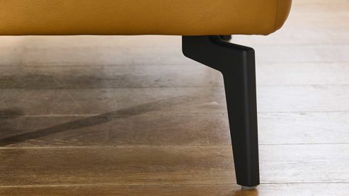 Ecksofa modulmaster aus Leder in Gelb Modulmaster MM-PN1183 - Ecksofa mit Armlehnunktion kurkumafarbenes Leder Vivre & schwarze Metallfüße W010-M01 - Stellfläche ca. 199 x 317 cm