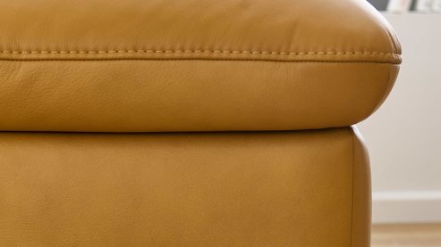 Ecksofa modulmaster aus Leder in Gelb Modulmaster MM-PN1183 - Ecksofa mit Armlehnunktion kurkumafarbenes Leder Vivre & schwarze Metallfüße W010-M01 - Stellfläche ca. 199 x 317 cm