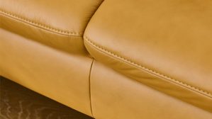 Ecksofa modulmaster aus Leder in Gelb Modulmaster MM-PN1183 - Ecksofa mit Armlehnunktion kurkumafarbenes Leder Vivre & schwarze Metallfüße W010-M01 - Stellfläche ca. 199 x 317 cm