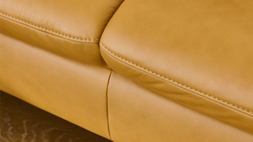 Ecksofa modulmaster aus Leder in Gelb Modulmaster MM-PN1183 - Ecksofa mit Armlehnunktion kurkumafarbenes Leder Vivre & schwarze Metallfüße W010-M01 - Stellfläche ca. 199 x 317 cm