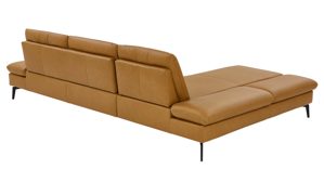 Ecksofa modulmaster aus Leder in Gelb Modulmaster MM-PN1183 - Ecksofa mit Armlehnunktion kurkumafarbenes Leder Vivre & schwarze Metallfüße W010-M01 - Stellfläche ca. 199 x 317 cm