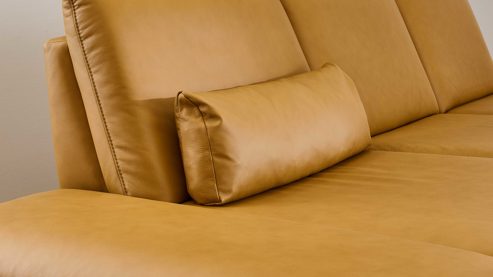 Einzelkissen modulmaster aus Leder in Gelb Modulmaster MM-PN1183 - Nierenkissen kurkumafarbenes Leder Vivre - 70 x 25 cm