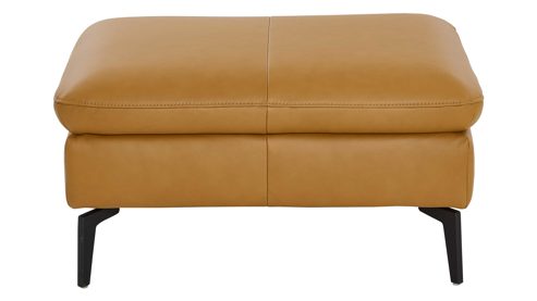 Polsterhocker modulmaster aus Leder in Gelb Modulmaster MM-PN1183 - XL-Polsterhocker kurkumafarbenes Leder Vivre & schwarze Metallfüße W010-M01 - ca. 86 x 64 cm